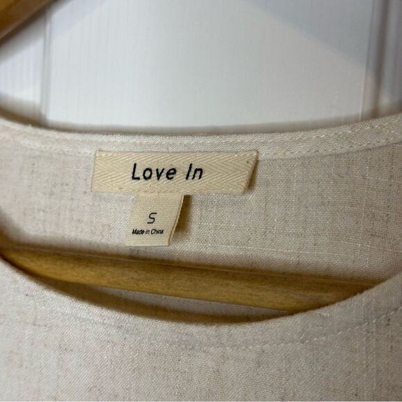 Love In Creme Linen Blend Oversized Midi Dress Sz S Lagonlook Minimalist Preppy - Picture 7 of 9